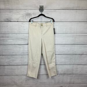 Talbots Women's Ivory Easy Straight Leg Ankle Fray Hem Jeans Size 6